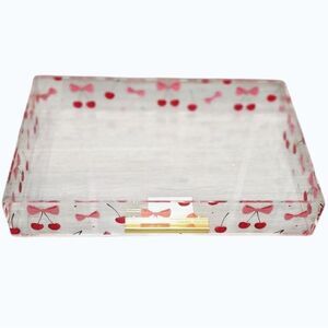 At Home Cherry & Bow Patterned Acrylic Decorative Tray